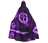 DUWAA Mantello viola con stampa amore con cappuccio per uomo donna, mantello con cappuccio unisex Halloween strega vampiro costume