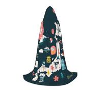 DUWAA Mappa del Giappone Con Stampa Simbo Culturale Vestiti Costume Halloween Costume Medievale Mantello Per Le Donne Degli Uomini Rinascimento Con Cappuccio Mantello