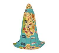 DUWAA Mappa della Spagna Con Icone Illustra Stampa Halloween Costume Vestiti Halloween Medievale Costume Mantello Per Le Donne Degli Uomini Rinascimento Con Cappuccio Mantello