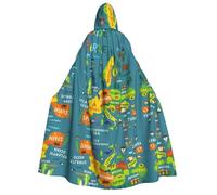 DUWAA Mappa dell'Europa con stampa colorata Mantello con cappuccio per uomo e donna, mantello con cappuccio unisex Halloween strega vampiro costume