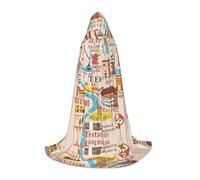 DUWAA Mappa di Roma Con Punti Di Riferimento Illus Stampa Halloween Costume Vestiti Halloween Medievale Costume Mantello Per Le Donne Degli Uomini Rinascimento Con Cappuccio Mantello