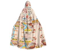 DUWAA Mappa di Roma con punti di riferimento Illus stampa mantello con cappuccio per uomo donna, mantello con cappuccio unisex Halloween strega vampiro costume