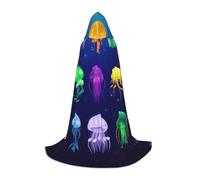 DUWAA Meduse Oceano Stampa Halloween Costume Vestiti Halloween Costume Medievale Mantello Per Le Donne Degli Uomini Rinascimento Con Cappuccio Mantello