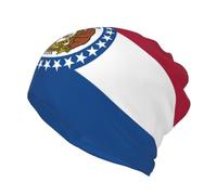 DUWAA Missouri State Flag Print Slouchy Beanie per uomo e donna, morbido berretto da corsa alla moda berretto chemio cappello teschio, Nero , S