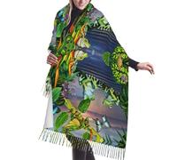 DUWAA Molte rane cantano sui rami Summer Butterflies Lake Water Print Soft Cashmere-Like Wrap Chic Sciarpa Stola per le donne Wayfarer Viaggio Pashmina Scialle Wraps