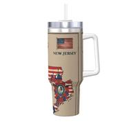 DUWAA New Jersey Flag Map01 Bicchiere grande con manico per uso quotidiano Ice Bully Cup Hot/Cold Travel Coffee Bottle Gifts