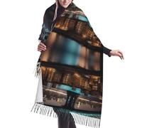 DUWAA New York Manhattan Bridge Night Print Soft Cashmere-Like Wrap Chic Sciarpa Stola per le donne Wayfarer Travel Pashmina Scialle Wraps