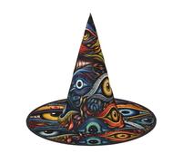 DUWAA Occhi 1 Stampa Stampa Halloween Cappelli Da Strega Appesi Accessori Costumi, Decorazioni Per Casa, Cortile, Portica-3 pezzi