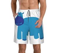 DUWAA Pantaloncini casual da uomo con stampa ippopotamo, leggeri pantaloncini estivi da spiaggia, pantaloncini sportivi ad asciugatura rapida, bianco, XXL