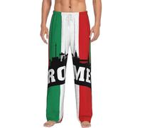 DUWAA Pantaloni da pigiama in flanella morbida da uomo con stampa della città romana, caldi, con elastico in vita e tasche, Nero , 5XL