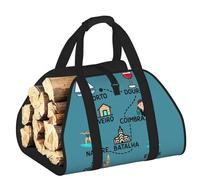 DUWAA Portogallo Travel Map Print Cestini in legno con manico grande ceppo per caminetto resistente all'usura borse da picnic cestino