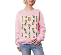 DUWAA Pullover girocollo casual super caldo stampa ananas stampato pullover da donna, felpa pesante a maniche lunghe da donna top invernali, rosa, M