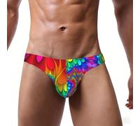 DUWAA Rainbow Tie Dye-Red Print Men Support Bikini Underwear, S-4XL Traspirante Morbido Stretch Allenamento Slip Cintura Larga, Nero , 3XL
