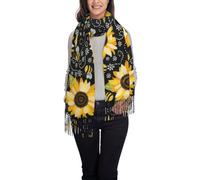 DUWAA Sciarpa con stampa di api girasole per le donne sciarpe morbide leggere autunno inverno moda scialle avvolgente con frangia