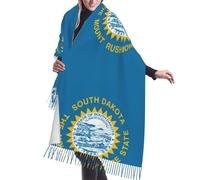 DUWAA Sciarpa invernale della stampa della bandiera del Sud Dakota per le donne scialle del cashmere al tatto nappa plaid grandi sciarpe oversize avvolge