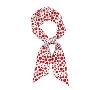 DUWAA Sciarpa leggera per capelli in raso con stampa a pois rossi e bianchi, sciarpa per capelli in raso, sciarpe lunghe da donna