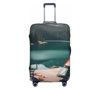DUWAA Serenity Lake - Copertura elastica per valigia, adatta per valigie da 45-81 cm, accessorio da viaggio, bianco, X-Large