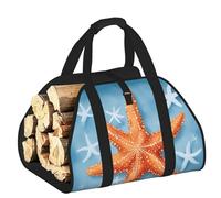 DUWAA Sfondo blu stella marina 1 stampa borsa portaoggetti bruciatore legna accessori resistente borsa per attrezzi per interni ed esterni camino stoccaggio