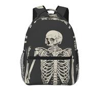 DUWAA Skull Rock Roll Skeleton Bone Print Bag Zaino per uomo donna zaino sottovuoto ad alta capacità zaino da viaggio design multistrato