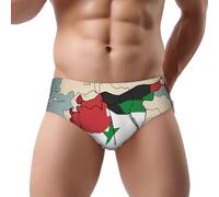 DUWAA Slip da uomo con stampa bandiera della Repubblica Araba Siriana Map03 Comfort Soft Essentials biancheria intima con contorno sacchetto traspirante mutande, Nero , M