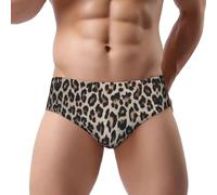DUWAA Slip da uomo con stampa leopardata Comfort Soft Essentials biancheria intima con custodia sagomata traspirante mutande, Nero , S