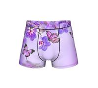 DUWAA Slip morbidi con stampa a farfalla viola con sacchetto a forma di U 3D, biancheria intima da uomo in tessuto traspirante S-4XL, Nero , S