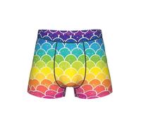DUWAA Slip morbidi con stampa a squame di pesce arcobaleno con sacchetto a forma di U 3D, biancheria intima da uomo in tessuto traspirante S-4XL, Nero , S