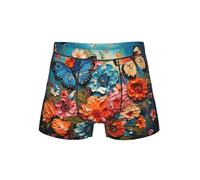 DUWAA Slip morbidi con stampa floreale e farfalla con sacchetto a forma di U 3D, biancheria intima da uomo in tessuto traspirante S-4XL, Nero , S