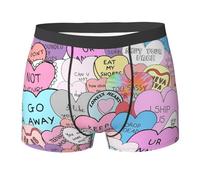 DUWAA Slip variopinti del pugile della biancheria intima degli uomini della stampa del cuore, biancheria intima traspirante che assorbe l'umidità per uso quotidiano degli uomini, Nero , XXL