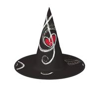 DUWAA Stampa di simboli musicali con stampa d'amore cappelli da strega da appendere per Halloween, accessori per costumi, decorazioni per casa, cortile, portico, 3 pezzi