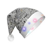 DUWAA Stampa Hd del giornale ha condotto il cappello di Babbo Natale della peluche, cappelli divertenti di Natale per gli adulti accessori del partito di Capodanno di Natale