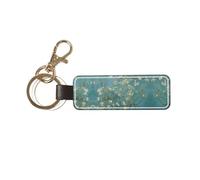 DUWAA Stampa personalizzata portachiavi in pelle con fiori di mandorlo, portachiavi in pelle PU, portachiavi universale per uomini e donne