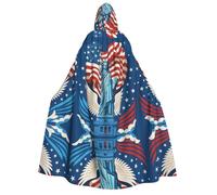 DUWAA Statua della Libertà Stampa Mantello con Cappuccio per Uomo Donna, Mantello con Cappuccio Unisex Halloween Strega Vampiro Costume