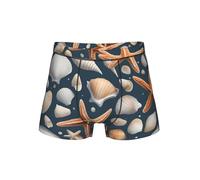 DUWAA Stella marina e conchiglie stampa slip morbido intimo con sacchetto 3D a forma di U, biancheria intima da uomo in tessuto traspirante S-4XL, Nero , XXL