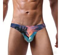 DUWAA Stella marina e corallo sulla spiaggia stampa uomo supporto bikini biancheria intima, S-4XL traspirante morbido elasticizzato slip allenamento cintura larga, Nero , 4XL