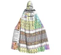 DUWAA Tavola periodica degli elementi Stampa Mantello Con Cappuccio Unisex Mantello Medievale Mago Veste Rinascimento Mantello Costume Halloween Cosplay