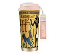 DUWAA Tazza da caffè da viaggio, da campeggio, in acciaio inox, con stampa della tribù dell'antico Egitto, per uomini e donne