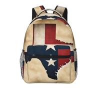 DUWAA Texas State Flag Map con due stelle bianche stampa borsa a tracolla con 1 grande, 1 frontale e 2 tasche laterali, zaino per libri impermeabile per adulti