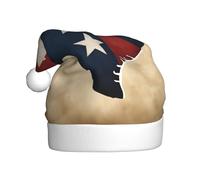 DUWAA Texas State Flag Map con due stelle bianche stampa cappelli di Natale per adulti, cappello di Babbo Natale unisex, comodo cappello di Natale per Capodanno festa