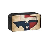 DUWAA Texas State Flag Map con due stelle bianche stampa grande capacità cerniera astuccio per scuola, ufficio, università, grande capacità, astuccio per adulti