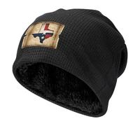 DUWAA Texas State Flag Map con due stelle bianche stampa waffle cappelli unisex caldo foderato in pile berretto per sport all'aria aperta uso quotidiano freddo, Nero , Taglia unica