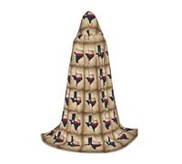 DUWAA Texas State Flag Map con una stella stampa mantello medievale mago veste mantello con cappuccio mantello rinascimentale costume di Halloween Cosplay Prop