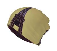 DUWAA Torre Eiffel Parigi stampa Slouchy Beanie per uomo e donna, morbido berretto alla moda da corsa berretto chemio berretto teschio, Nero , S