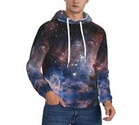 DUWAA Universo Via Lattea Nebula Galaxy Stampa Uomo Felpa con Cappuccio Manica Lunga Pullover Felpa Con Tasche Per Casual Atletico, Nero , 4XL