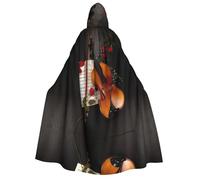 DUWAA Violino Partiture Stampa Mantello Con Cappuccio Unisex Mantello Medievale Mago Robe Rinascimento Mantello Costume Halloween Cosplay