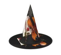 DUWAA Violino Partiture Stampa Stampa Halloween Appeso Cappelli Strega Accessori Costume, Decorazioni Per La Casa, Cortile, Portica-3pcs