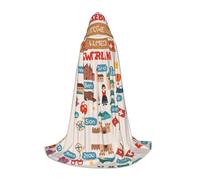 DUWAA Welcome To Switzerland Viaggio Stampa Halloween Costume Vestiti Halloween Medievale Costume Mantello Per Le Donne Degli Uomini Rinascimento Con Cappuccio Mantello