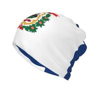 DUWAA West Virginia State Flag Print Slouchy Beanie per uomo e donna, morbido berretto alla moda da corsa berretto chemio cappello teschio, Nero , S
