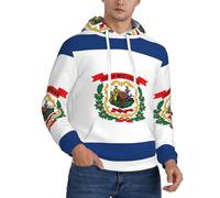 DUWAA West Virginia State Flag Print Uomini Luce Pullover Felpa Con Cappuccio Felpa Con Cappuccio In Poliestere Per L'autunno, Nero , XS