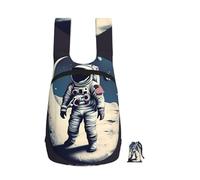 DUWAA Zaino portatile con stampa astronauta sulla luna, pieghevole, leggero, borsa a tracolla per viaggi all'aperto